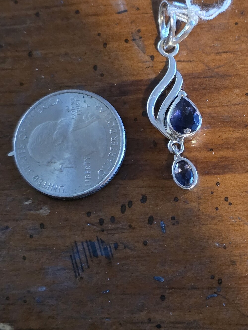 Sterling Silver Iolite Teardrop Blueish/purple Gemstone Pendant. - Picture 2 of 2